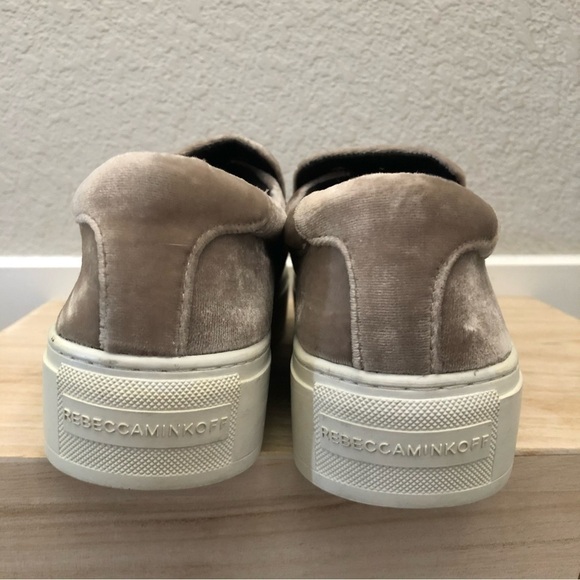 Rebecca Minkoff Noelle Beige Cream Studded Velvet Slip On Sneakers 9.5 - Picture 5 of 7